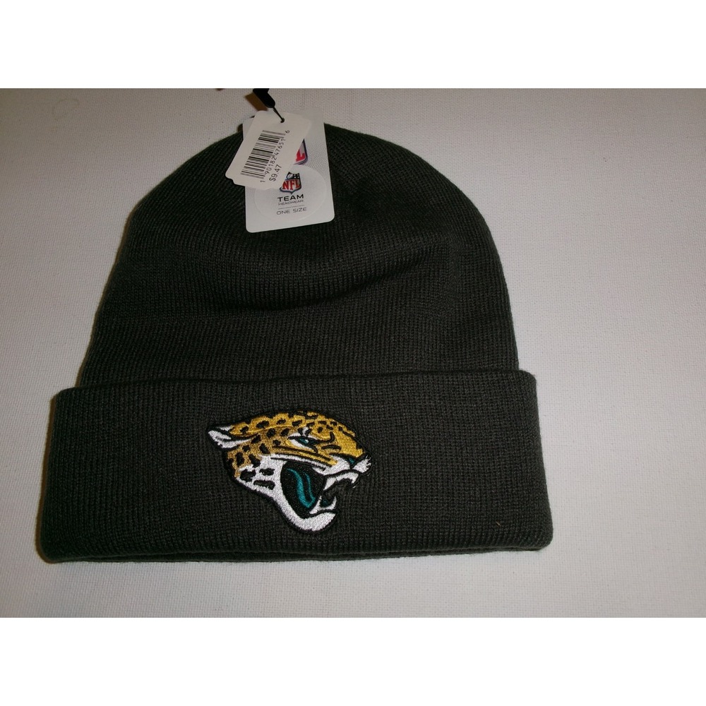 JACKSONVILLE JAGUARS 2009  KNIT BEANIE TOBOGGAN Y2K 00s HAT CAP VINTAGE BK